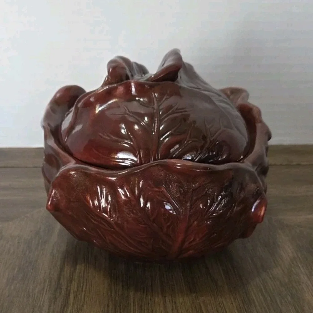 Purple Cabbage Dish, Holland Ceramic Vintage, Farmhouse Cottagecore MCM